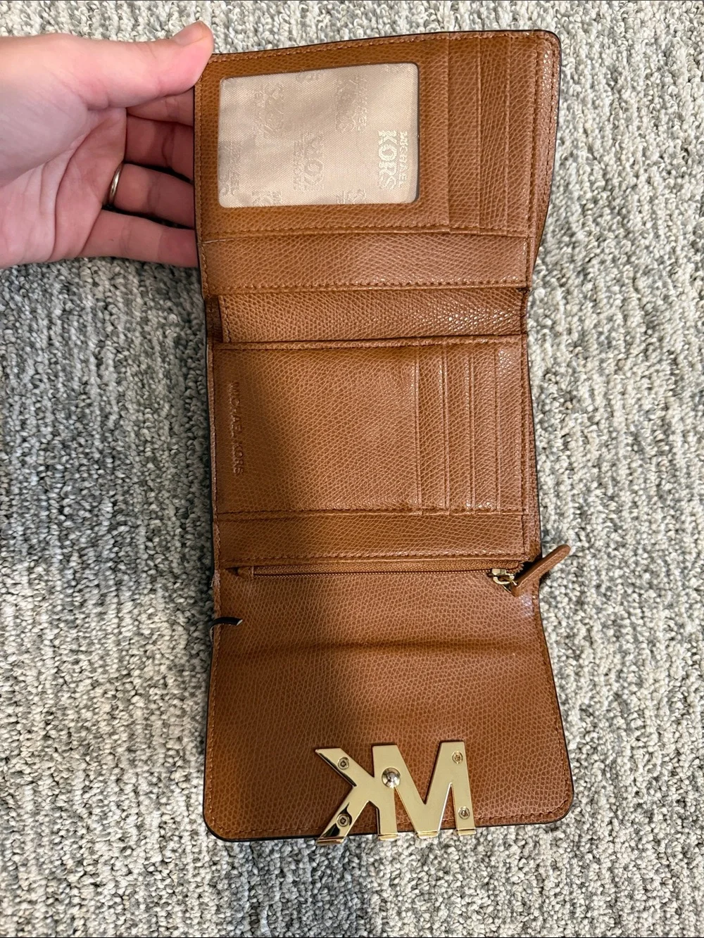 Michael Kors Brown Leather MK Logo Small Wallet